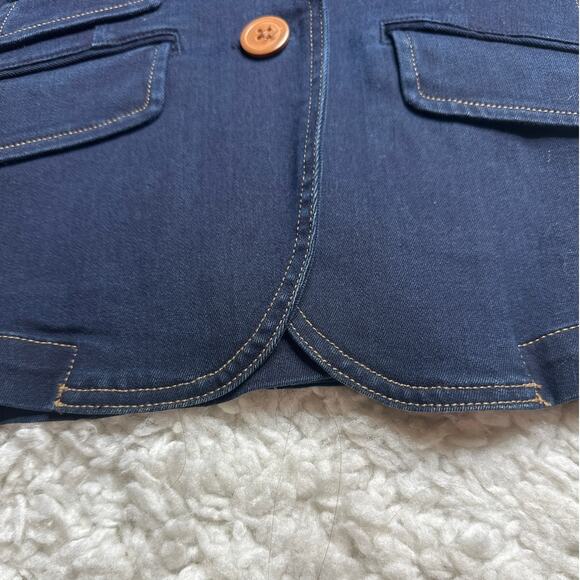 Lauren Ralph Lauren Denim Jacket Leather Collar Barn Jacket Lightweight Button - Picture 9 of 15